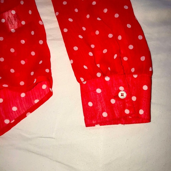 🌟Host Pick🌟 Bongo Sheer Cold Shoulder Red and White Polka Dot - Picture 7 of 11
